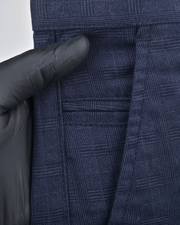 Navy Tile Printed - 2 way stretch - COTTON PANT