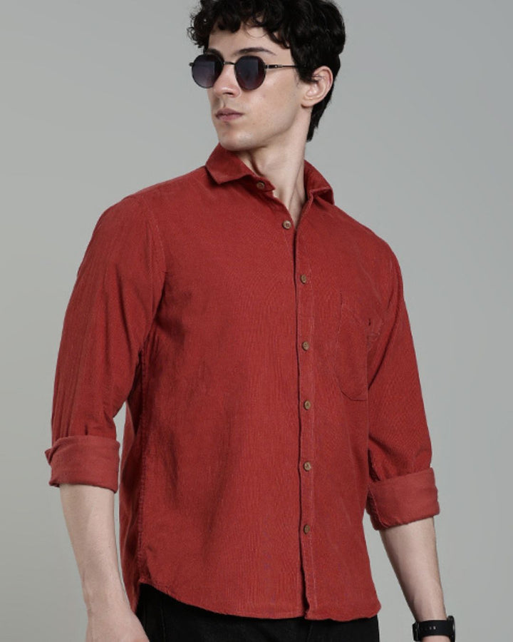 Brick Brown -Full-Corduroy Shirt