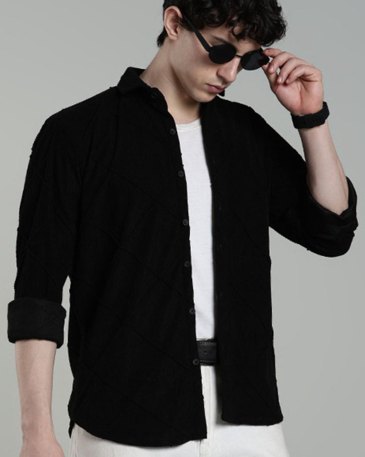 Black Thread Checks - Full-Corduroy Shirt