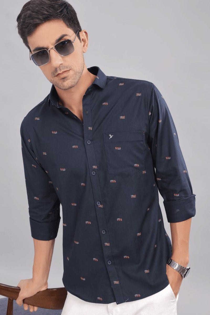 Navy Polo Print -Full-Stain Proof