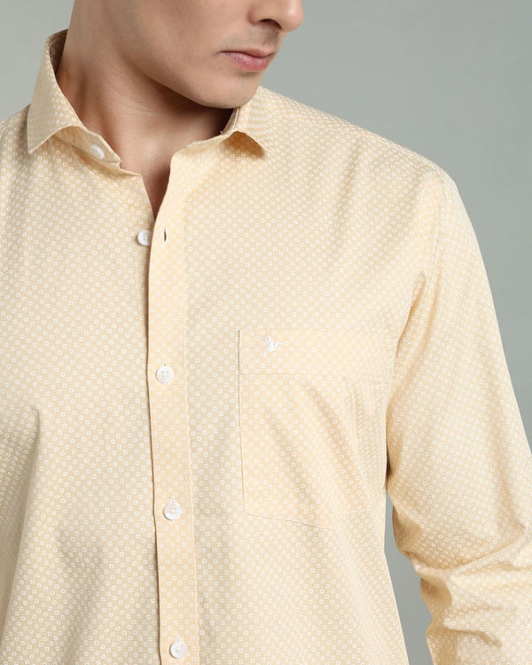 Beige Square Print -Full-Stain Proof