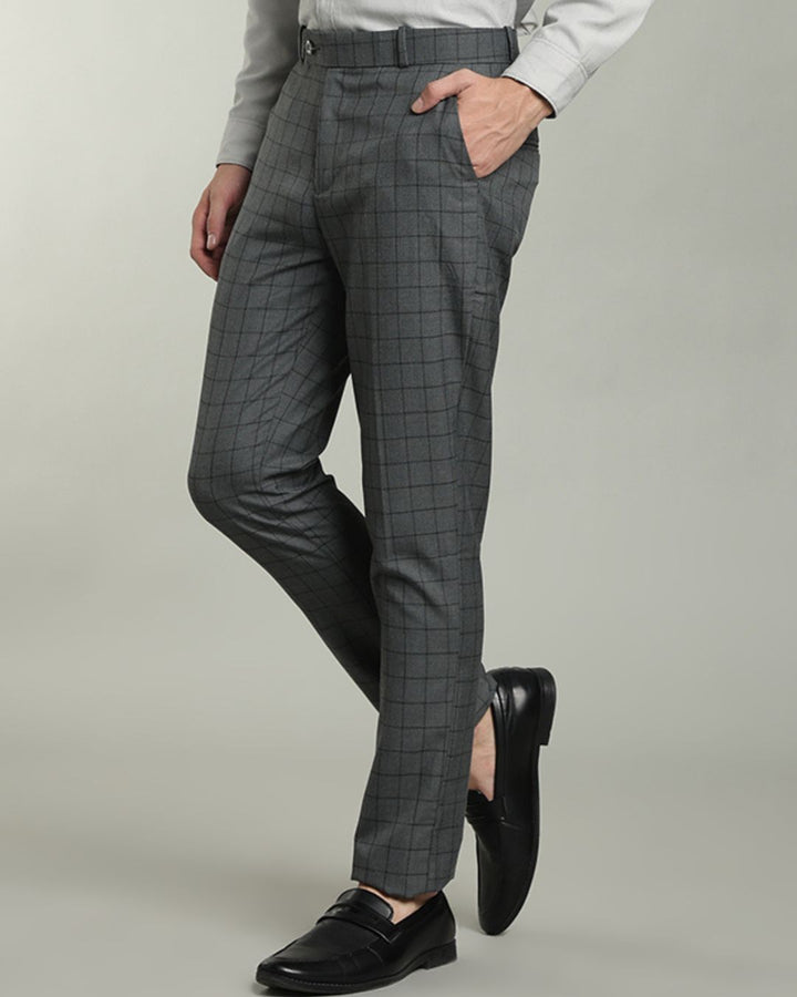 Slate Grey Box Checks - Wrinkle free Formal Pant