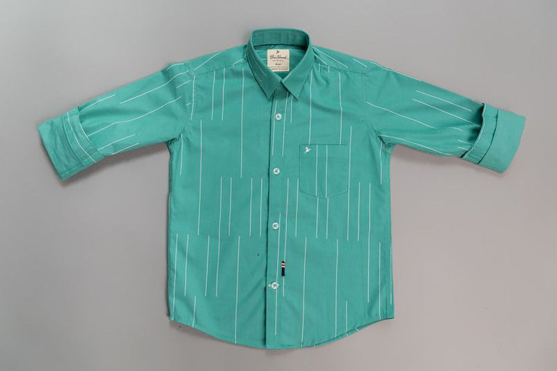 KIDS - Turquoise Green Print-Stain Proof Shirt