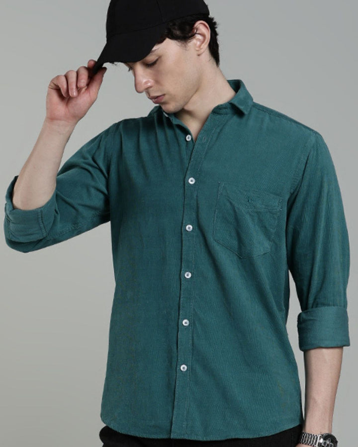 Peacock Green - Full-Corduroy Shirt