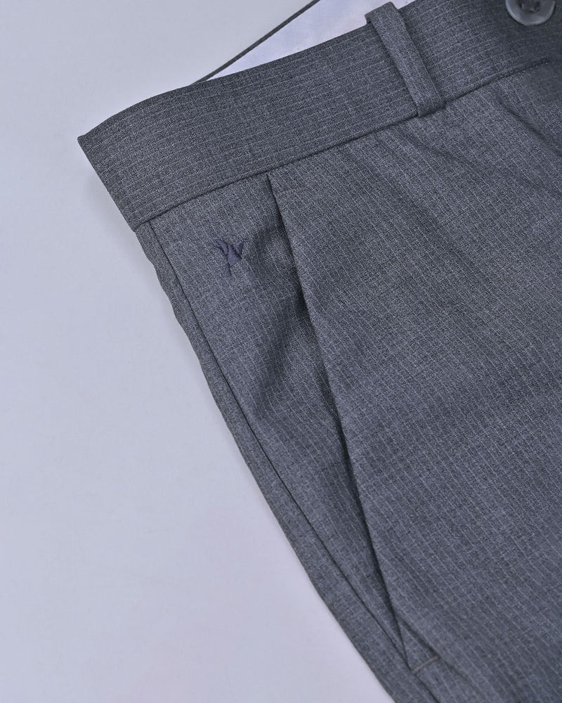 Silver Grey Mini Stripes - Wrinkle free Formal Pant