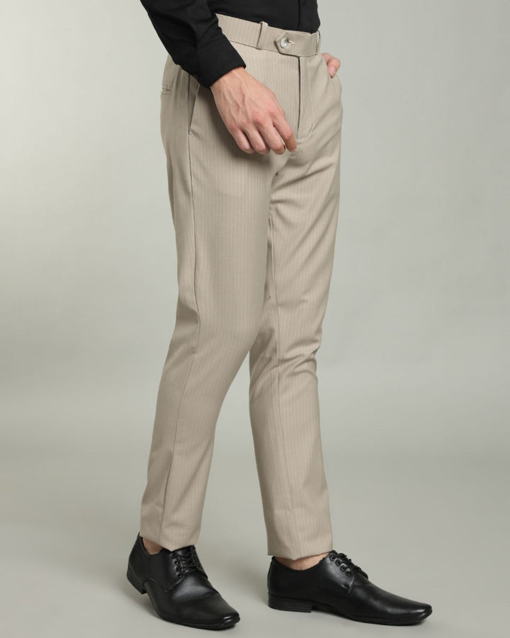 Dark Cream Mini Stripes - Wrinkle free Formal Pant