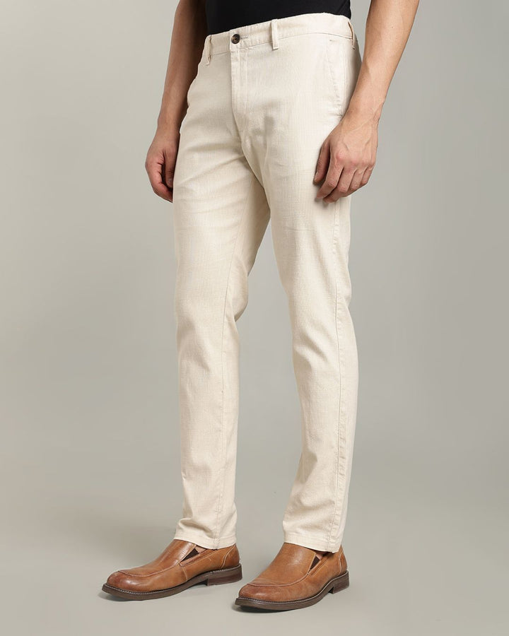 Cream - 2 way stretch - COTTON LINEN PANT