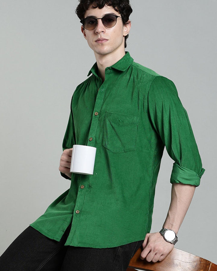 Parrot Green  -Full-Corduroy Shirt