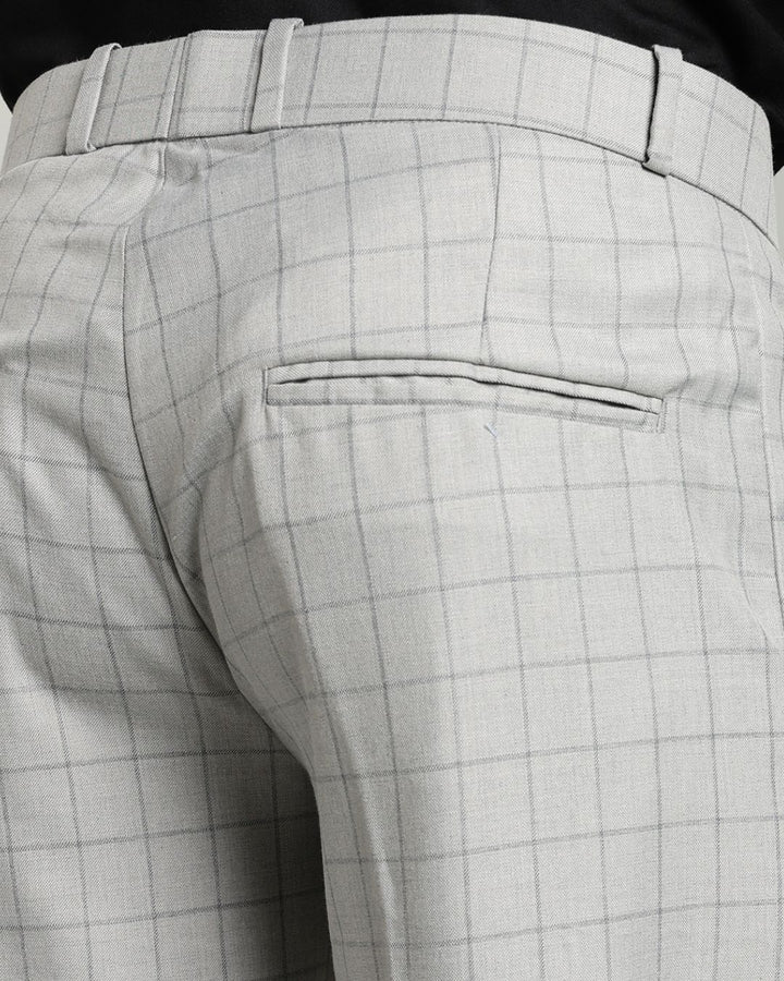 Silver Grey Box Checks - Wrinkle free Formal Pant