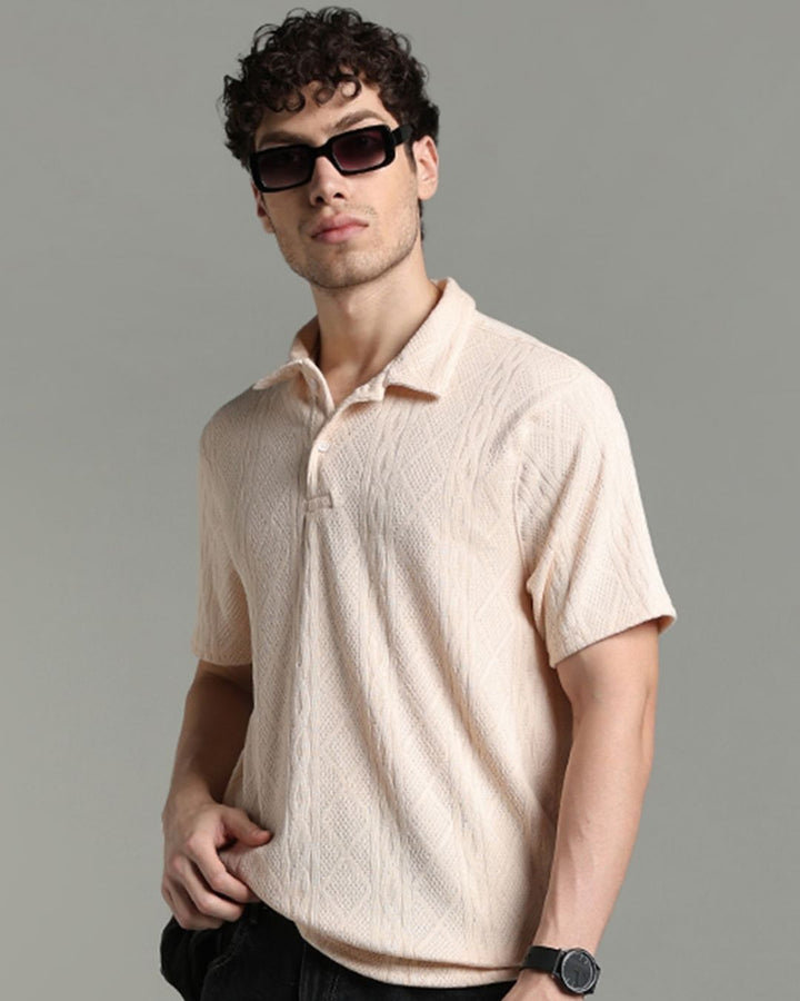 Cream Infinity Textured - Polo Tshirt