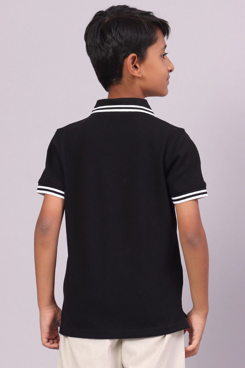 KIDS - Classy Black Solid Tshirt - Stain Proof