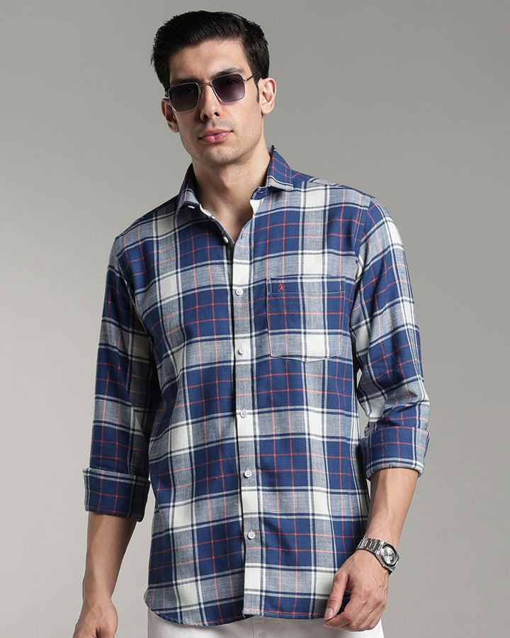 Navy & Orange Line Checks -Full-Stain Proof