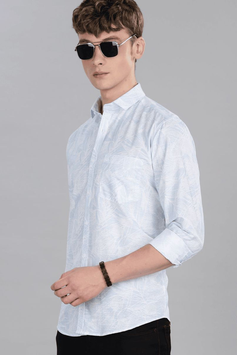 Sky Blue & White Print -Full-Stain Proof