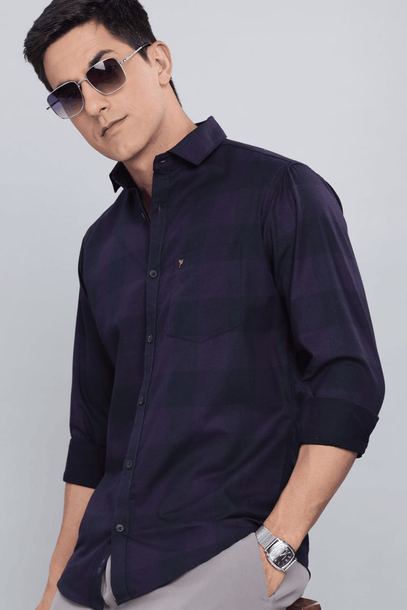 Dark Purple & Navy Checks - Full-Stain Proof