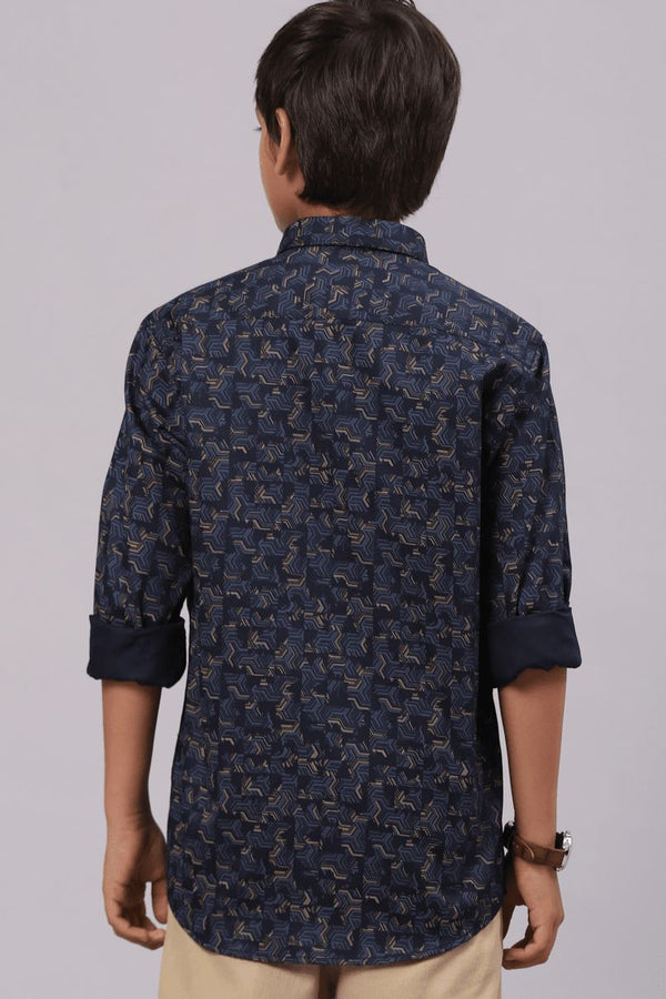 SON - Navy Semi Hexagon Print