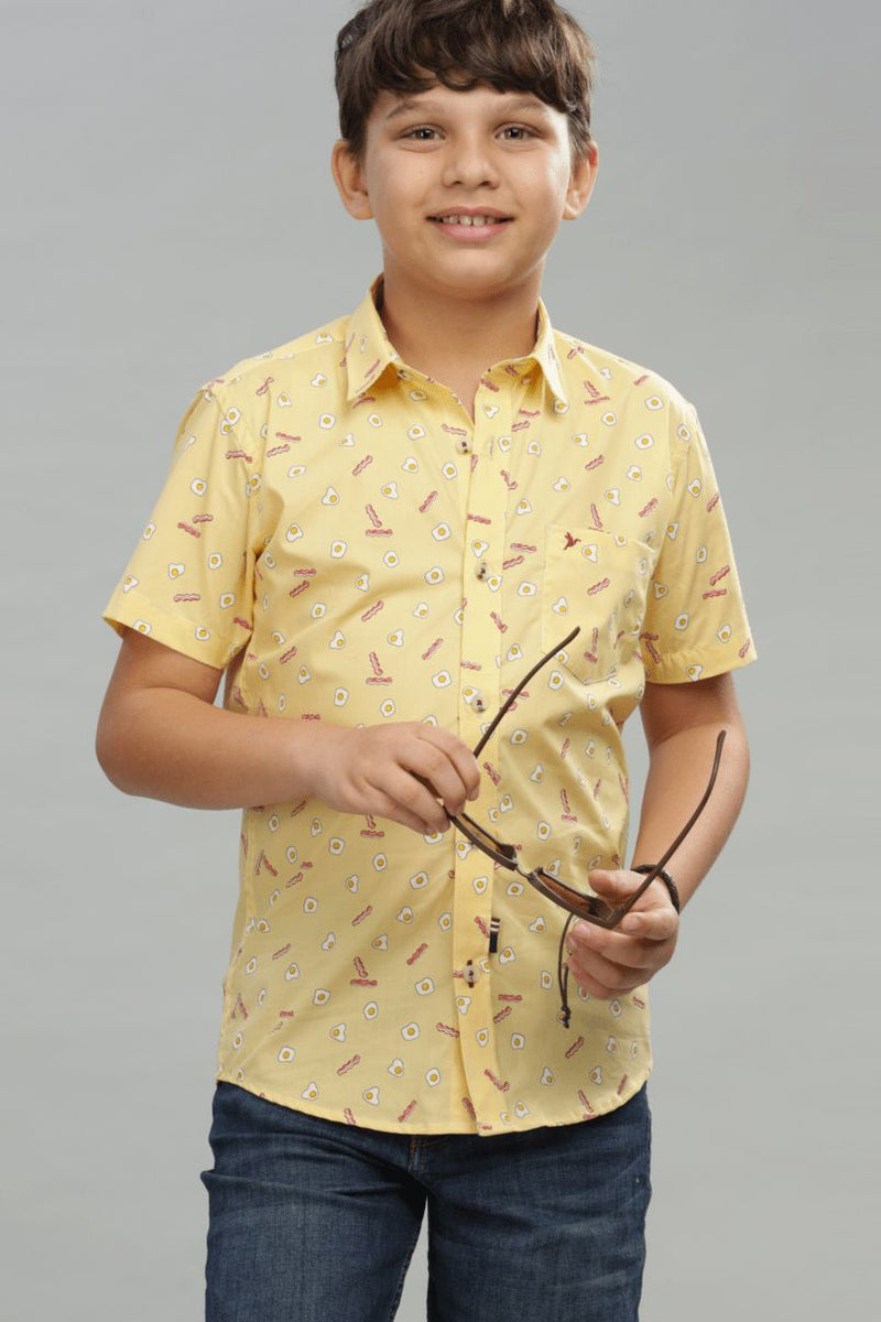 KIDS - Yellow Yolk Print - Half-Stain Proof Shirt