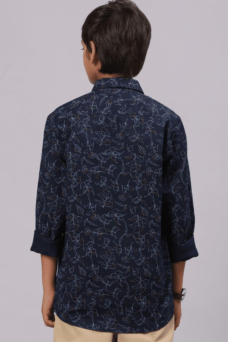 FATHER & SON - Navy Leafy Print