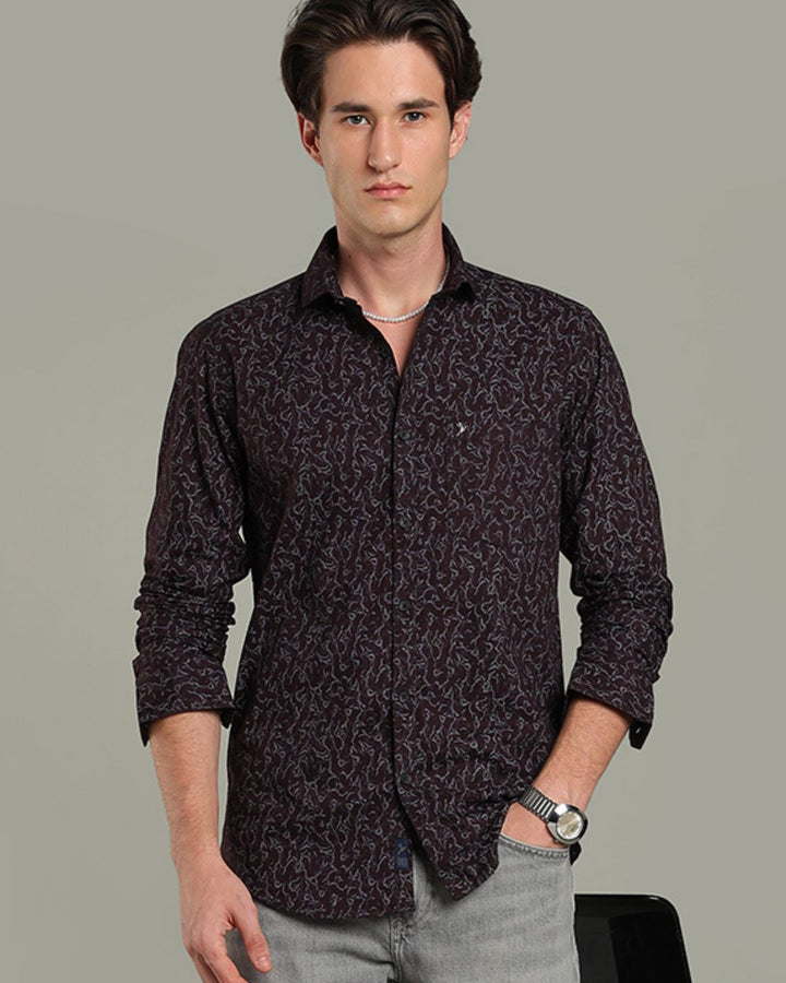 Dark Wine Mesh Print -Full-Stain Proof