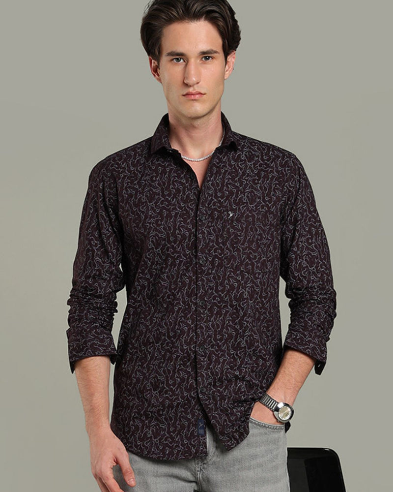 Dark Wine Mesh Print -Full-Stain Proof