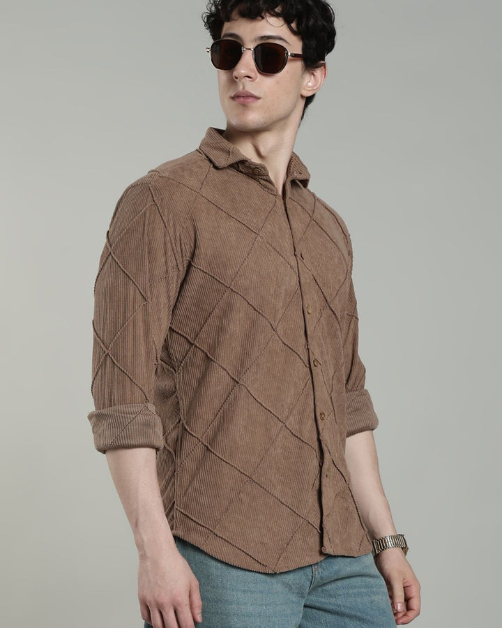 Brown Thread Checks - Full-Corduroy Shirt