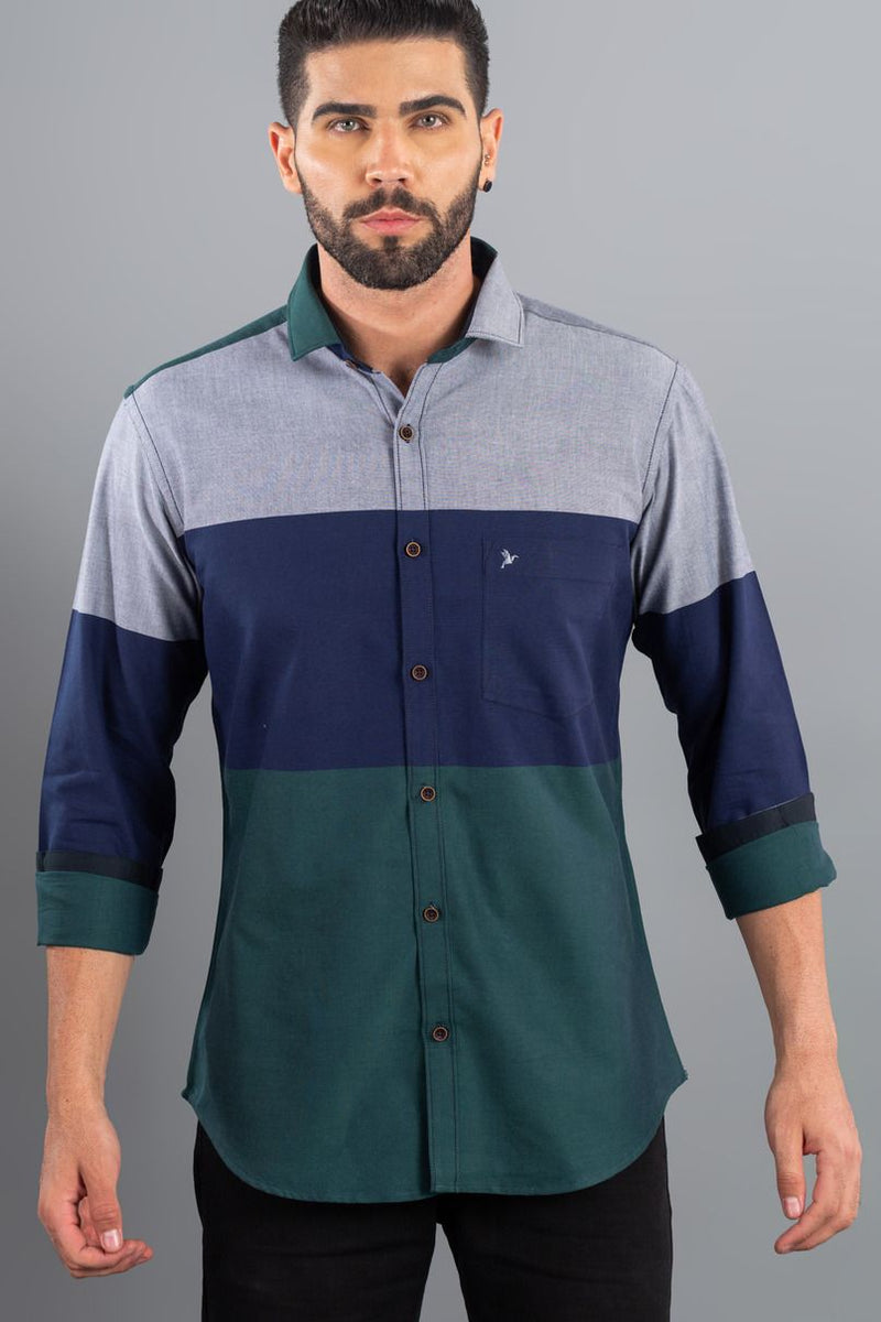 Green & Navy Cross Panel Stripes-Full-Stain Proof