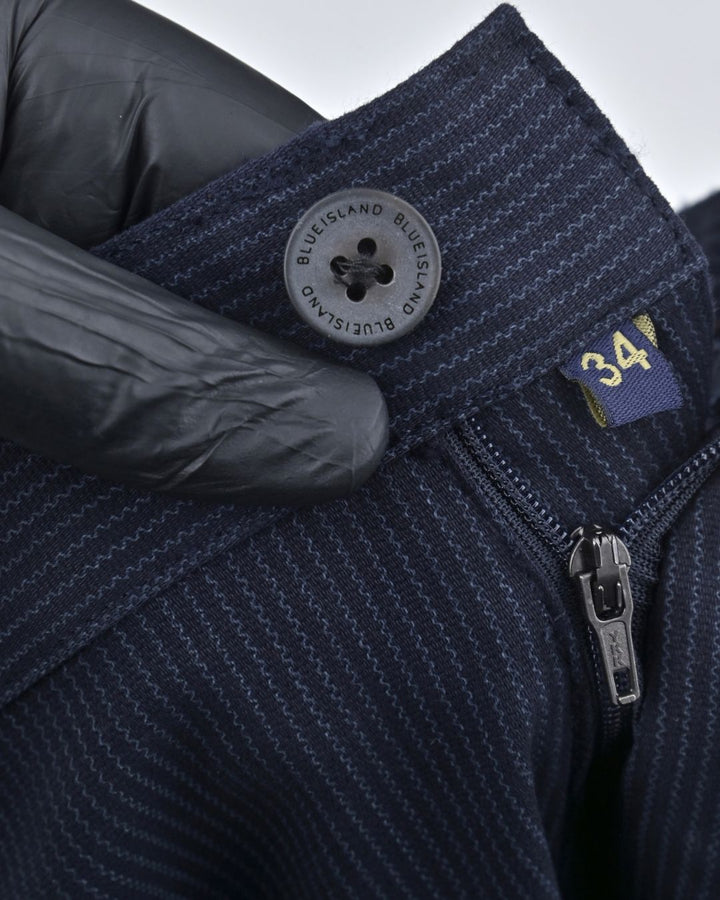 Navy Seismic Wave Printed - 2 way stretch - COTTON PANT