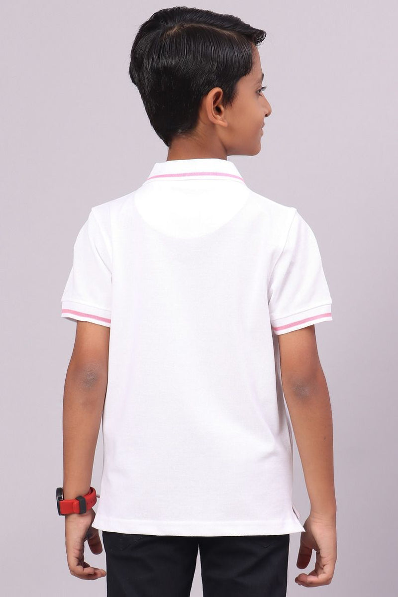 KIDS - Rich White Solid Tshirt - Stain Proof
