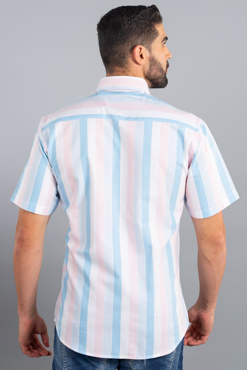 Blue and Pink Stripes - Half Sleeve - Stain Proof