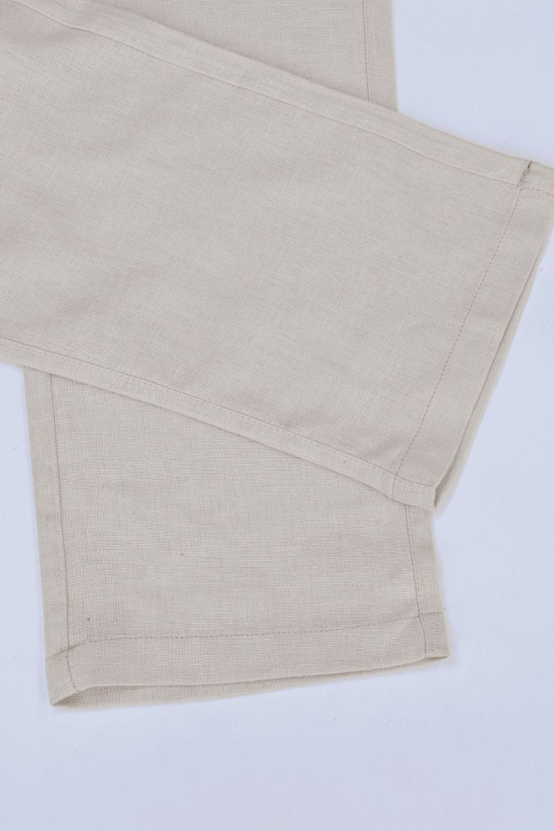 Cream Linen - 2 way stretch - COTTON PANT