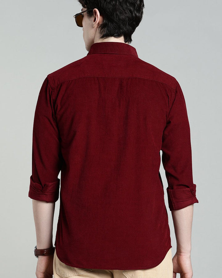 Maroon - Full-Corduroy Shirt