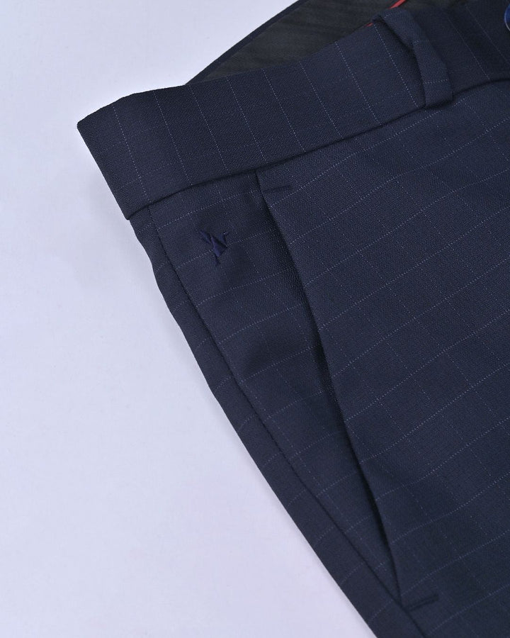 Navy Box Checks - Wrinkle free Formal Pant