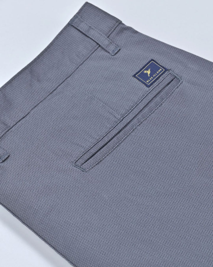 Steel Grey Sea Wave Printed - 2 way stretch - COTTON PANT