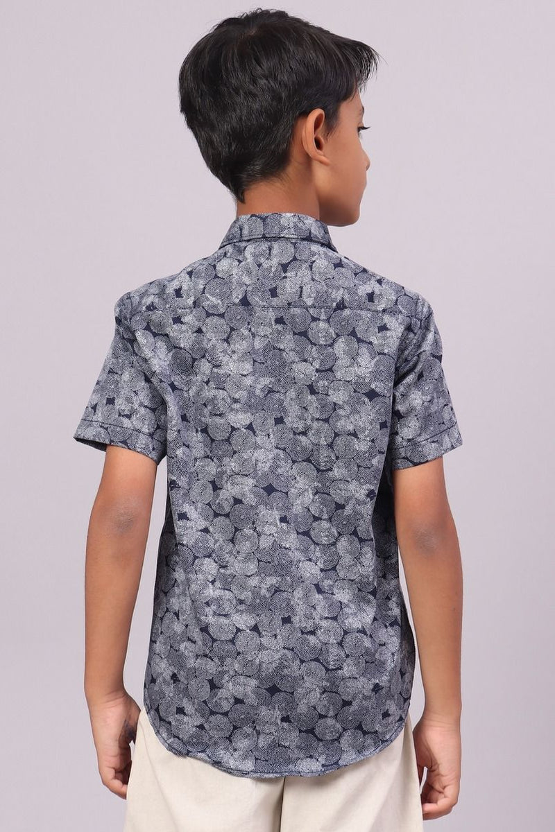 KIDS - Navy Mystic Print-Half-Stain Proof Shirt