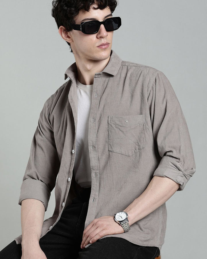Grey  -Full-Corduroy Shirt