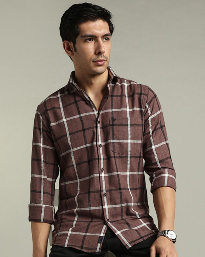 Walnut Brown Monochrome Checks -Full-Stain Proof