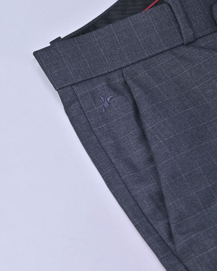 Dark Grey Box Checks - Wrinkle free Formal Pant