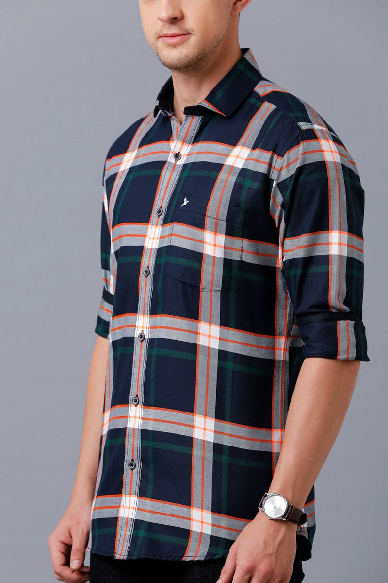 Navy Flannel Checks - Full-Stain Proof