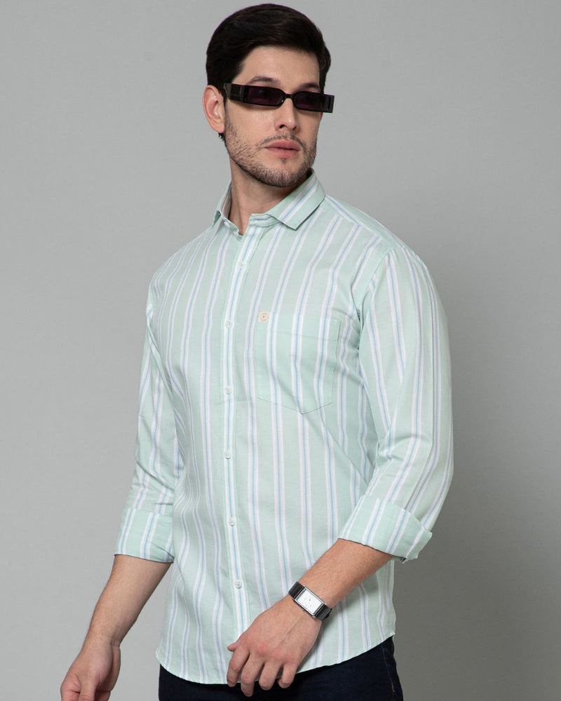 Green & Blue Line Stripes - Full-Stain Proof