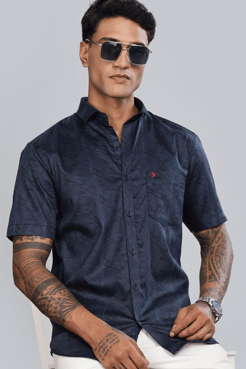 Navy Carbon Print - Half Sleeve - Stain Proof