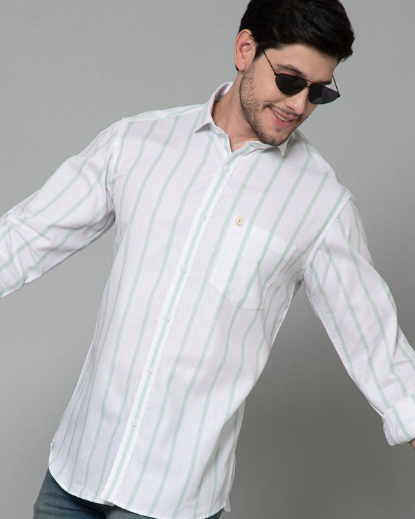 Green & White Grid Line Stripes - Full-Stain Proof