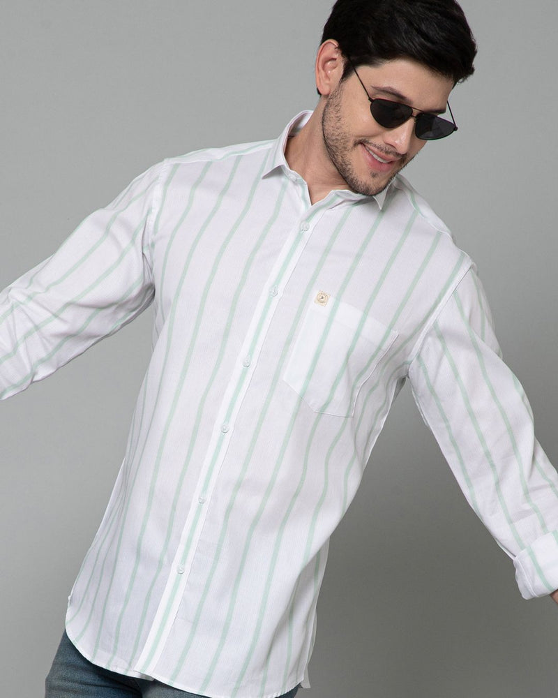 Green & White Grid Line Stripes - Full-Stain Proof