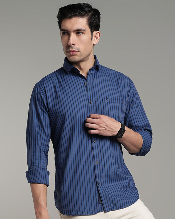 Marine Blue Bold Stripes - Full-Stain Proof