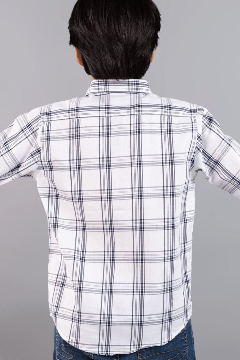 KIDS - White Box Checks Shirt-Stain Proof Shirt