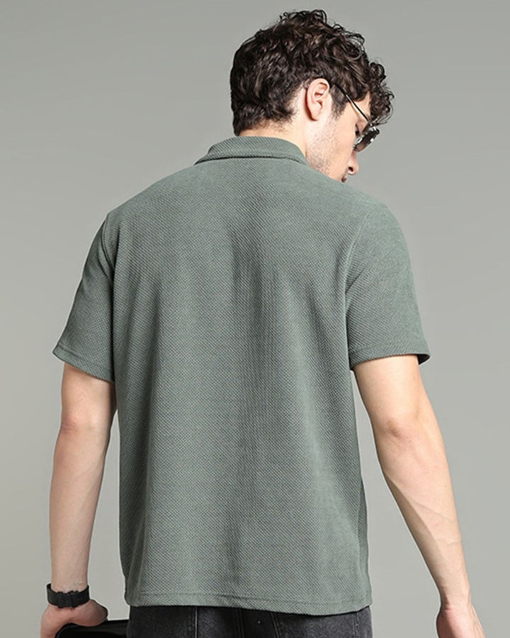 Sage Green Pop Textured - Polo Tshirt