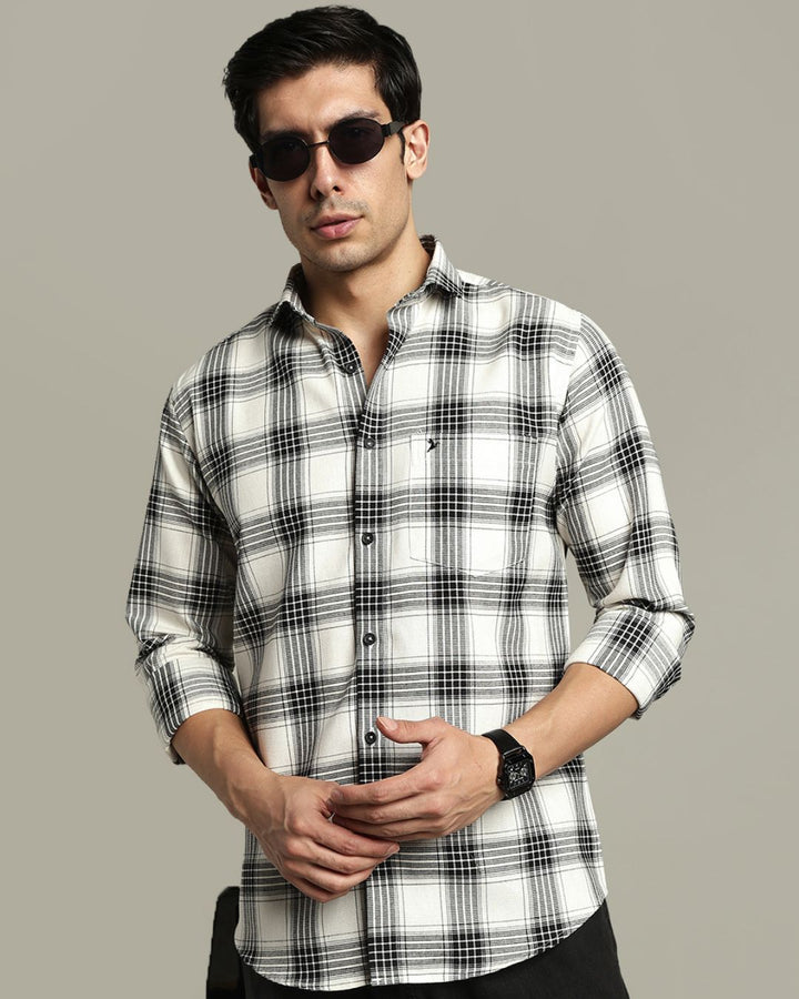 White Multi Line Checks - Full-Stain Proof