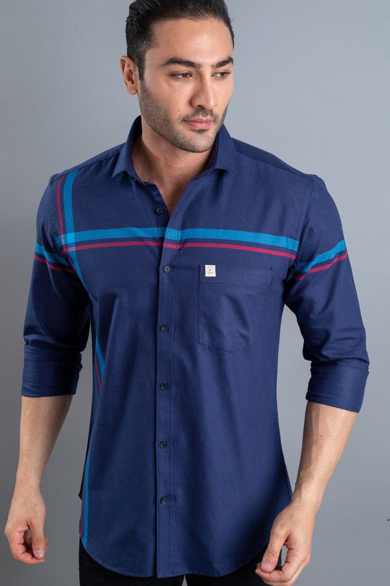 Navy Double Stripes - Full-Stain Proof