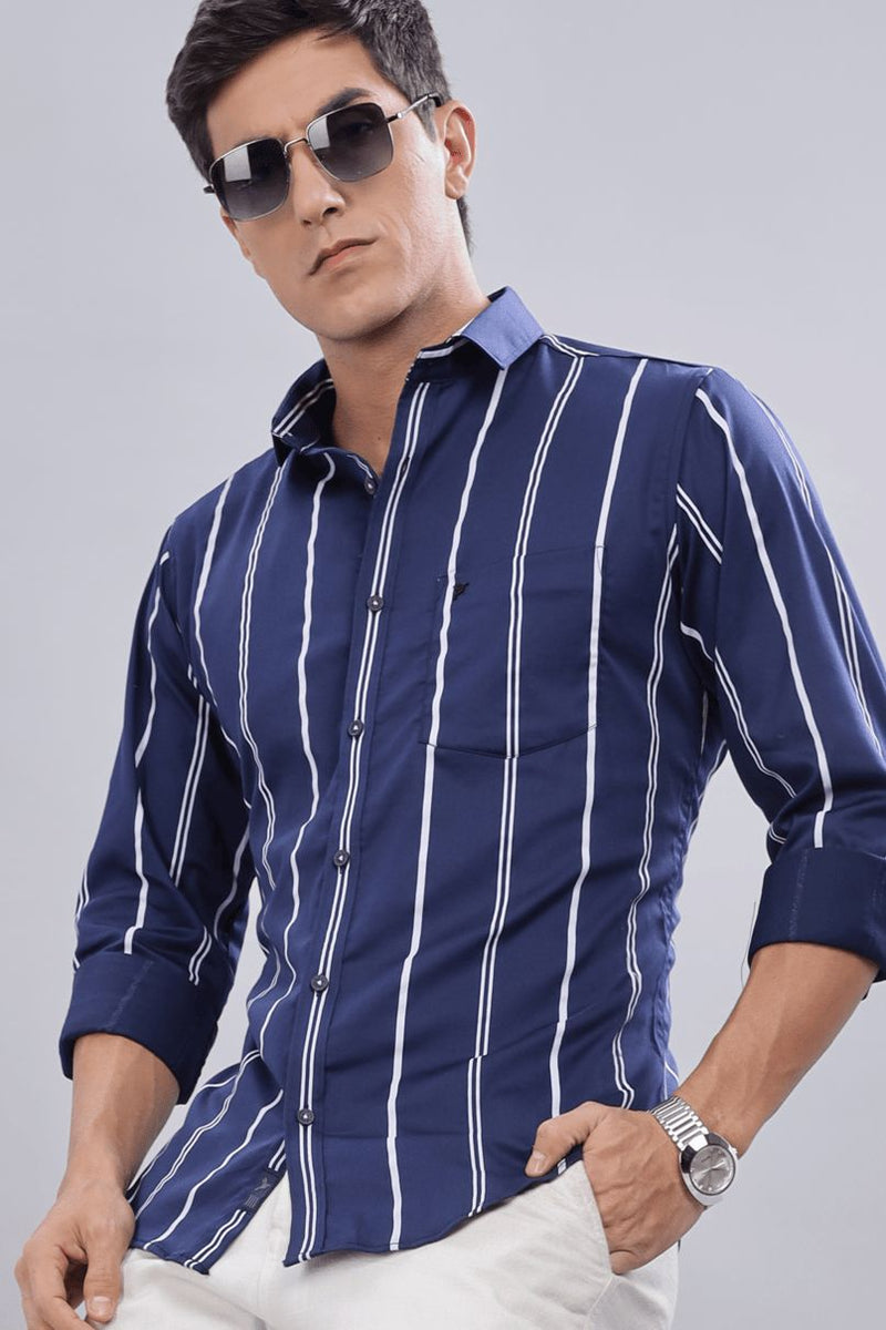 Navy Multi Line Stripes - Full-Stain Proof