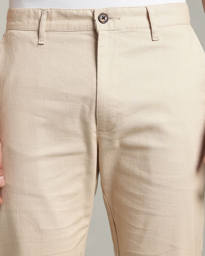 Dark Cream - 2 way stretch - COTTON LINEN PANT