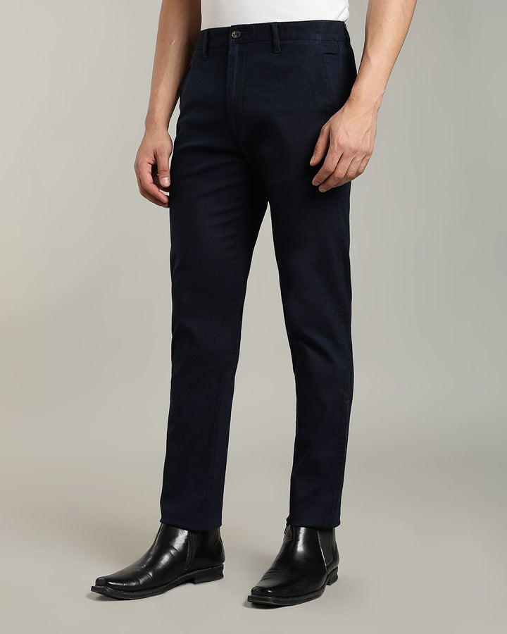 Natural Navy - 2 way stretch - COTTON LINEN PANT