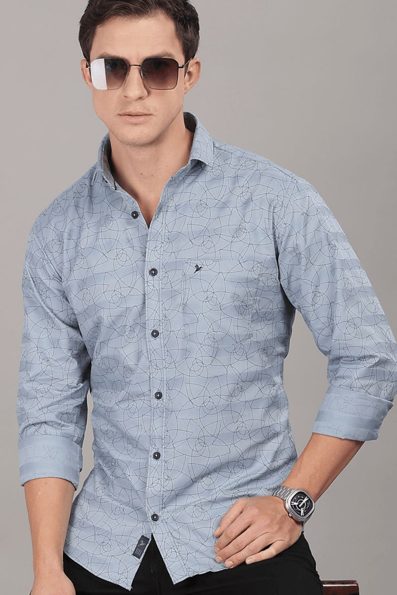 Bluish Grey Twisty Print -Full-Stain Proof